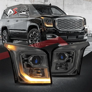 LED DRL TURN SIGNAL Projector Headlights for 15-20 GMC Yukon XL Smoked/Clear - Bild 1 von 7