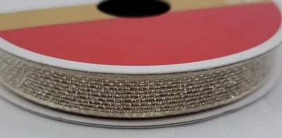 Celebrate It Christmas Ribbon Gold Lines 3/8 x 4 yd New - Image 1 of 3