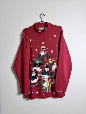 B.P. DE COLECCIÓN Suéter Diseño Mujer Rojo Grueso Tejido Muñeco de Nieve Hinchado Diseño XL Navidad Foto 1 de 4