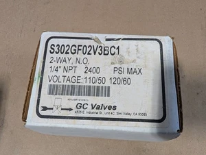 GC VALVES S302GF02V3BC1 2-Way NO Solenoid Valve, 1/4NPT, 2400PSI, 120VAC NEW - Picture 1 of 4