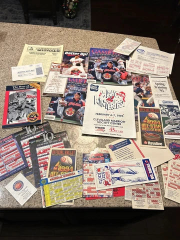 VINTAGE MLB CLEVELAND INDIANS BASEBALL Programs, Magnets Schedules lot of 35 Cover