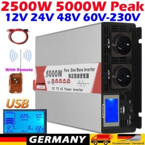 2500W 5000W 12V 24V 48V 60V - 230V Reiner Sinus Spannungswandler Wechselrichter - Bild 1 von 29
