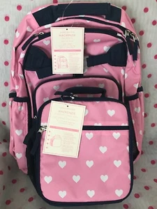 NEU Pottery Barn Kids GROß Marine Rosa Herz Valentinstag Rucksack + Tasche ~ LETZTER - Bild 1 von 3