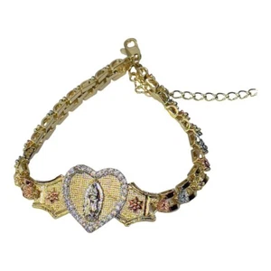 Pulsera Virgen De Guadalupe, Pulsera Oro Brasileño, Virgencita, Oro Religioso - Imagen 1 de 10