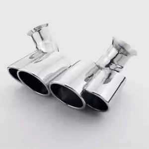 2.75" Inlet Stainless Steel Exhaust Tips Porsche 911 Style Rolled Slant Cut Pair - Bild 1 von 6