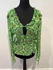 Zara Floral Print Neck Tie Boho Sheer Blouse ABBA - Size M BNWT Bloggers Fav - Picture 1 of 10