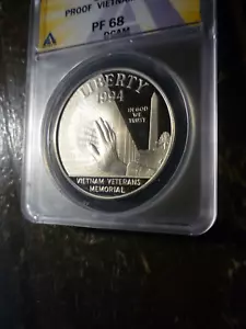 1994P VIETNAM(PROOF 68 DCAM) VETERANS MEMORIAL SILVER DOLLAR(ANACS) BEAUTIFUL ! - Picture 1 of 5