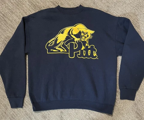 Vintage Pitt Pittsburgh Panthers Football Sweatshirt Adult XL Blue Crewneck USA Cover