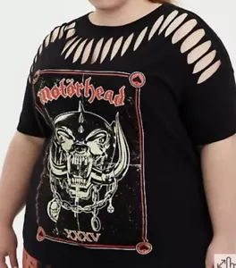 Torrid 3 3X Motorhead Black T-Shirt Tee Slashed Sz 22-24 Concert Punk Rock Band - Picture 1 of 10
