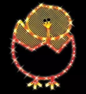 Pulcino pasquale illuminato in uovo 43 mini luci decorazione finestra/parete/porta/cortile (nuovo) - Foto 1 di 2