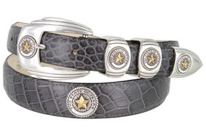 Cowboy Texas Seal Silber Kalbsleder Echtleder eleganter Conchos Gürtel - Bild 1 von 2