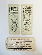 Antique Gag Joke Relief Theatre Tickets With Envelope Toilet Choice Seats Pair