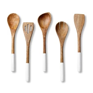 Wooden Spoons for Cooking Set of 5 Wooden Utensils for Cooking Nonstick Woode... - Picture 1 of 8