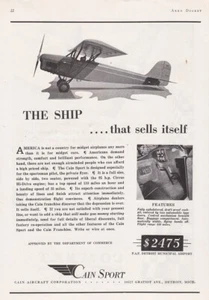 1931 Cain Sport Aircraft ad 10/13/2022f - Picture 1 of 1