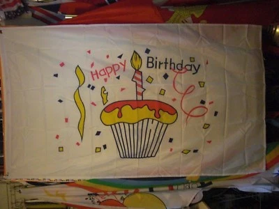 Happy Birthday Flag 3' x 5' Cupcake Party Decoration Quality Banner "USA Seller" - Image 1 of 3