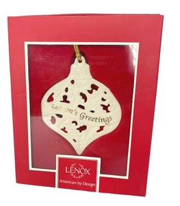 LENOX SEASON'S GREETINGS HOLIDAY ORNAMENT. American by Design. NIB - Picture 1 of 7
