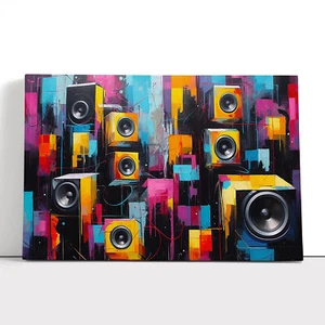 Lautsprecher Abstrakter Leinwanddruck Wandkunst gerahmt Poster Bild Wohnkultur - Bild 1 von 4