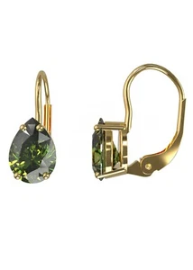 Ohrringe Leverback mit zertifiziertem tschechischen Tropfenform Vltavin in Gelbgold - Bild 1 von 31