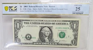 (( ERROR - MISALIGNED )) $1 2003 FEDERAL RESERVE NOTE CURRENCY - PCGS 25 - Picture 1 of 2