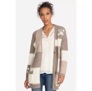 Neu mit Etikett Johnny Was Patchwork-Strickjacke Größe Small creme-braun - Bild 1 von 2