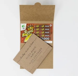 Favor Lottery Ticket Holder YOUR TEXT Scratch Card Wallet Personalised Favour - Picture 1 of 9