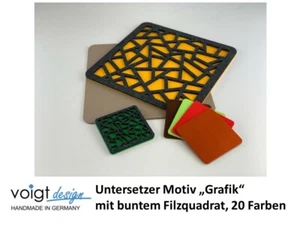 Untersetzer FILZ Grafik Quadratisch 2-teilig 2 Größen Dekoration Tisch Kommode - Bild 1 von 26