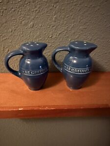 Le Creuset COBALT BLUE Stoneware Jug Style Pair Salt and Pepper Shakers 