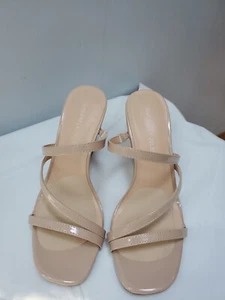 Sincerely Jules Sandals Womens 6.5 Strappy Wedges Slip On Beige Open Toe - Picture 1 of 8