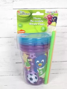 The Backyardigans Three Reusable Straw Cups 12 Oz Soccer Munchkin Nickelodeon - Picture 1 of 4