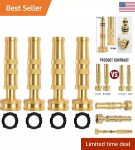 Heavy-Duty Adjustable Twist Hose Nozzle - 4 Pack - Brass - Rubber - Versatile - Picture 1 of 9