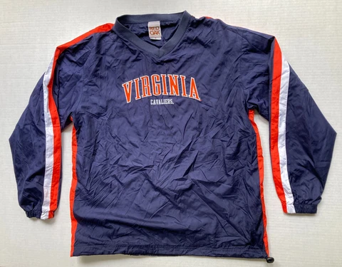 University of Virginia V-Neck Windbreaker Jacket Red Oak Sportswear Mens M Navy Cover