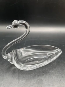 Kunstglas Schwan offene Schale, Klarglas Bonboniere/Nussschale, Schmuckschale - Bild 1 von 8