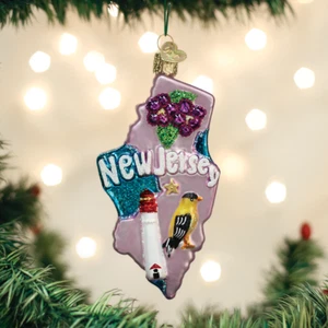 OLD WORLD CHRISTMAS STATE OF NEW JERSEY GARDEN STATE GLASS XMAS ORNAMENT 36230 - Picture 1 of 4
