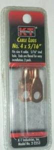 KT Industries 2-2353 Copper Welding Cable Lugs Size #4 w 5/16" Stud Hole 2 pk - Picture 1 of 1
