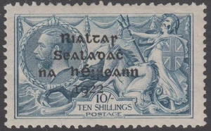 Sello 1922 Gran Bretaña 10/- caballito de mar azul con sobreimpresión de Irlanda SG21, MH - Imagen 1 de 2