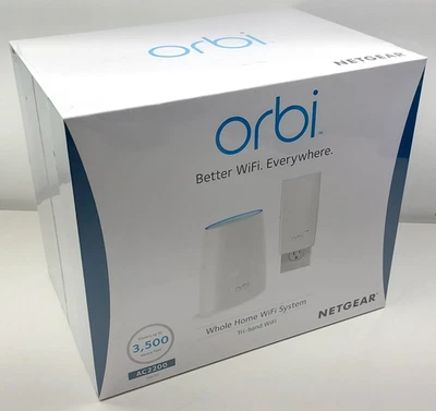 Orbi Whole Home Tri-Band WiFi System RBK30 AC2200 Router + Wall Plug Satellite - Image 1 of 4