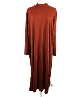 Jessica London Sweater Dress Women 3X Rust Mock Neck Long Sleeve Knit Autumn SEE - Image 1 of 4