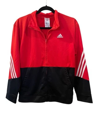 Adidas Boys Full Zip Track Jacket Red/White/Black Size: Large 14/16 - Imagem 1 de 4