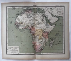 Africa continent colonial powers 1892 Sohr-Berghaus scarce detailed color map - Picture 1 of 9