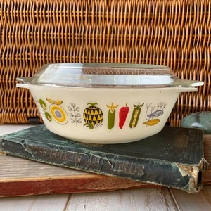 Vintage JAJ Pyrex Meran Obst Gemüse Design 60er Jahre Kasserolle Deckeldose 513 - Bild 1 von 15
