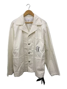 NEIGHBORHOOD Cotton Coverall White Workwear Utility Jacket Button Front Size L - Picture 1 of 6