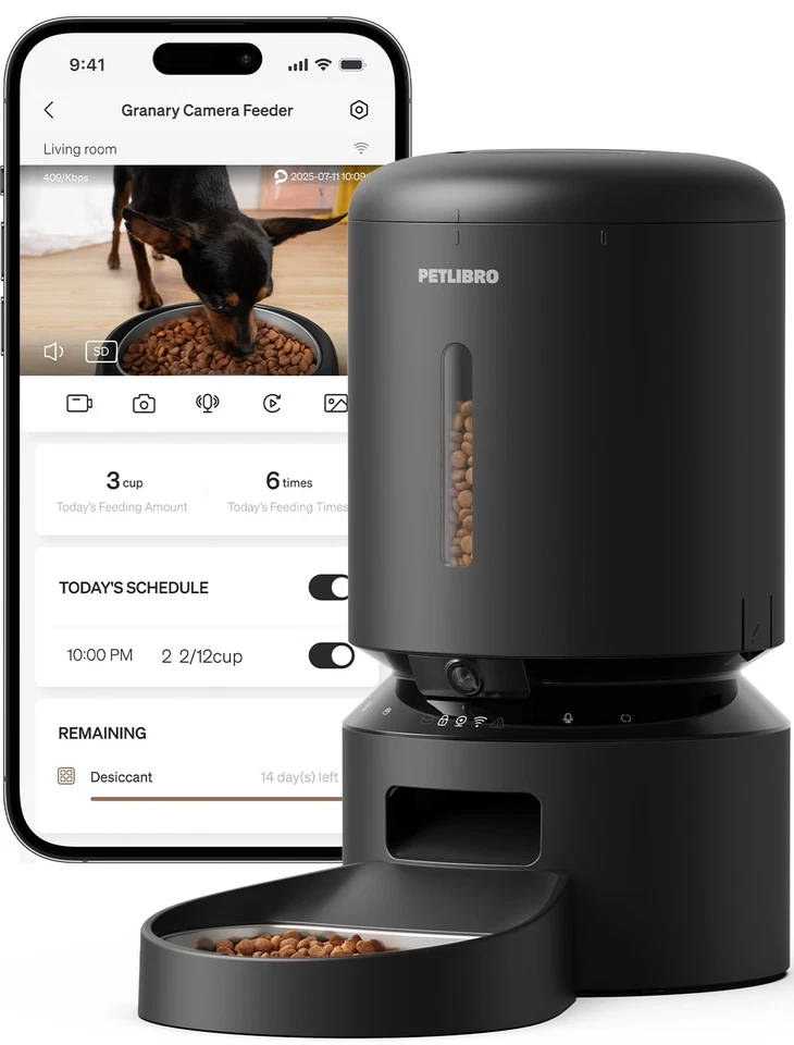 PETLIBRO AUTOMATIC CAT FEEDER CAMERA 1080P HD VIDEO 5G WIFI 2-WAY AUDIO - BLACK - Image 1 of 4