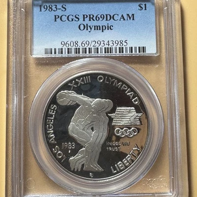 1983-S Los Angeles Olympic Silver Dollar PCGS PR69DCAM - Image 1 of 3