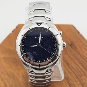 Fossil Big Tic Men's Silver Tone Blue Facce Watch - Picture 1 of 7