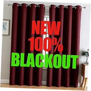 100 % Verdunkelungsvorhänge - 84 Zoll Raum 52 Zoll Breite x 84 Zoll Länge (2er Pack) Burgunderrot - Bild 1 von 7