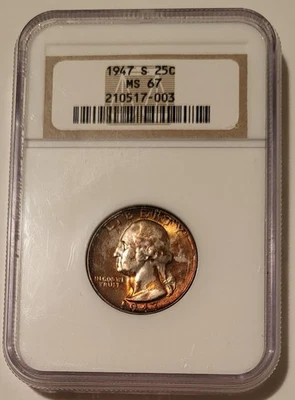 1947 S Washington Quarter MS67 Nicely Toned - Image 1 of 4