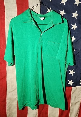 Polo grande vintage rojo capucha puntada única hecho en EE. UU. para hombre ropa de trabajo verde Kelly Foto 1 de 4