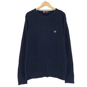 Vintage Chaps Jumper Sweater Men Blue Cotton Cable Knit Kq5 Size L - Picture 1 of 6