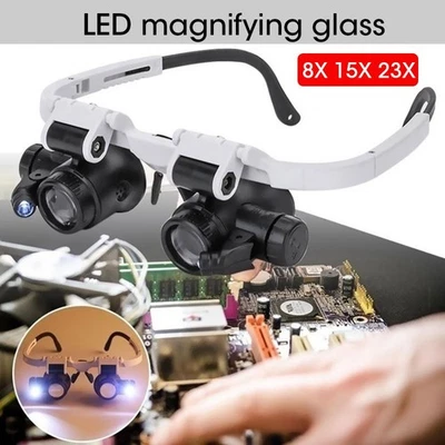 15x 23X Magnifying Glasses & LED Light Jeweler Loupe Watch Repair Work Magnifier - Image 1 of 4
