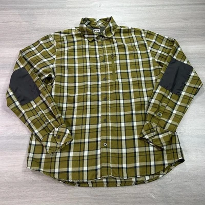 Camisa Helly Hansen Para Hombres Mediana Verde Botón a Cuadros Frontal Cremallera Bolsillo en el Pecho Exterior Foto 1 de 4
